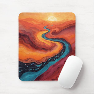 Fiery Path – Vibrant Abstract Sunset Landscape Mouse Pad