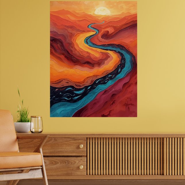 Fiery Path – Vibrant Abstract Sunset Landscape Poster (Living Room 2)