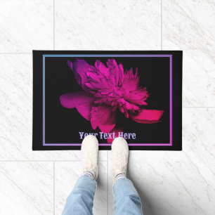 Fiery Peony Flower Personalised Doormat