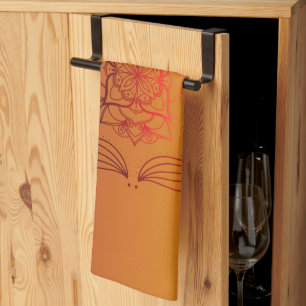 Fiery Petal Harmony – Radiant Nature Art Tea Towel