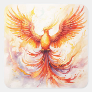 Fiery Pheonix Flying Rising form the Ashes Square Sticker