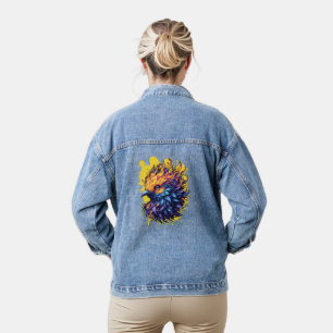 Fiery Phoenix Bird Art Denim Jacket