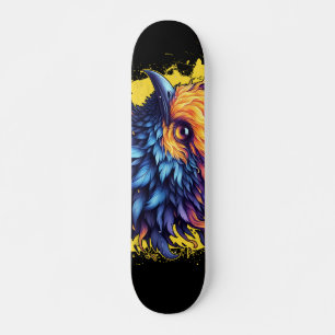 Fiery Phoenix Bird Art Skateboard