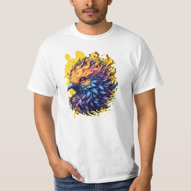 Fiery Phoenix Bird Art T-Shirt (Front)