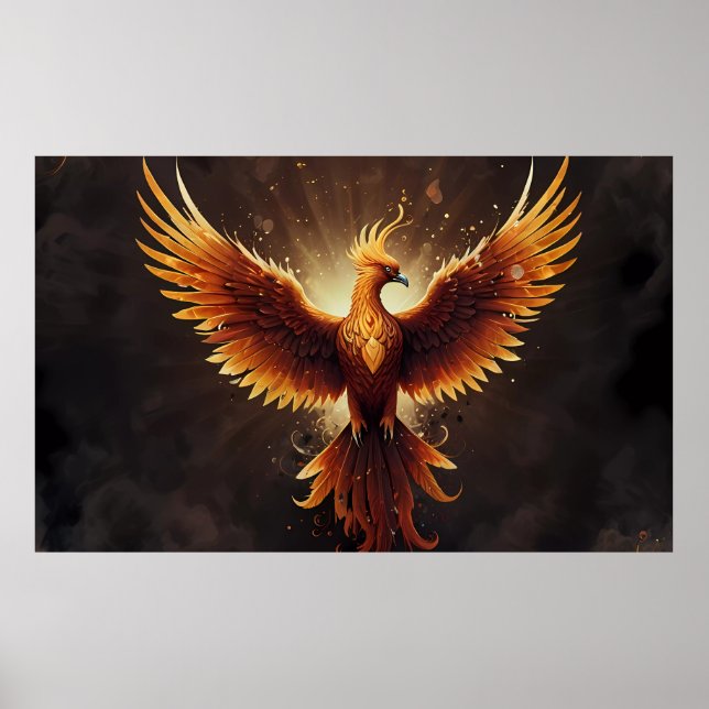 Fiery Phoenix Cushion Poster (Front)