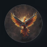 Fiery Phoenix Cushion Round Clock<br><div class="desc">Fiery Phoenix</div>
