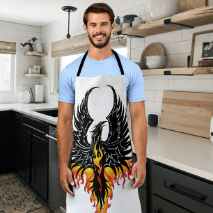 Fiery Phoenix Rising Firebird Black Tribal Flames Apron