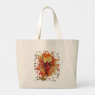 Fiery Phoenix Rising Flame Art Bold Mythical Large Tote Bag
