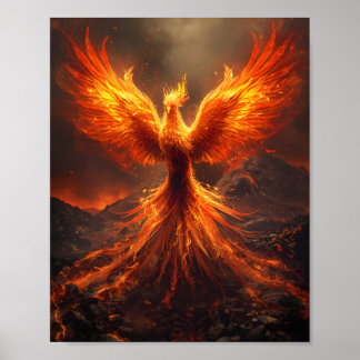 Fiery Phoenix Rising Poster