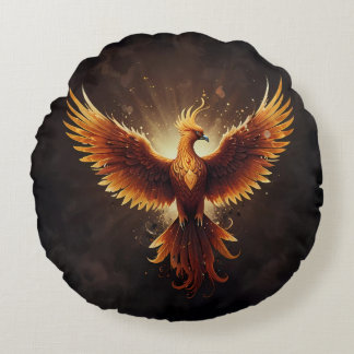 Fiery Phoenix  Round Cushion