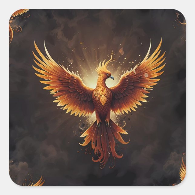 Fiery Phoenix  Square Sticker (Front)