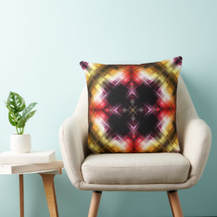 Fiery Prism Abstract with Radiant Red & Gold Glow Cushion