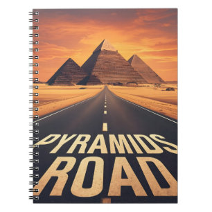 Fiery Pyramids Road Egypt Desert Art Notebook