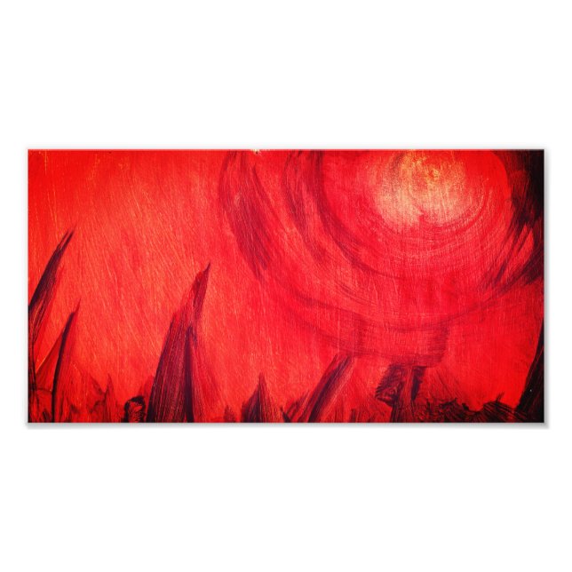 FIERY RED ABSTRACT SUNSET LANDSCAPE PHOTO PRINT (Front)