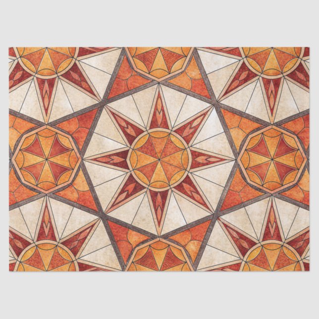 Fiery Red and Orange Starburst - Geometric Mosaic Tissue Paper (Front)
