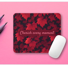 Fiery Red Autumnal Leaves Mouse Pad