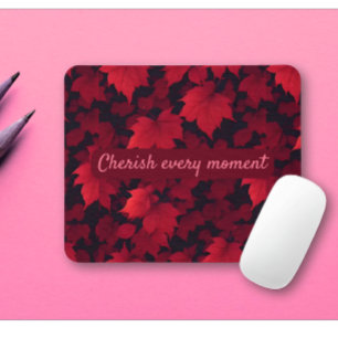 Fiery Red Autumnal Leaves Mouse Pad