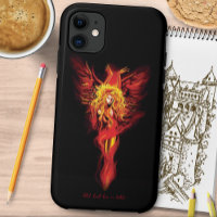 Fiery Red Fantasy Phoenix Woman Black