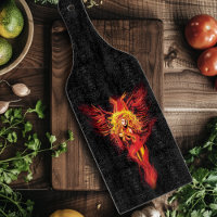 Fiery Red Fantasy Phoenix Woman Black