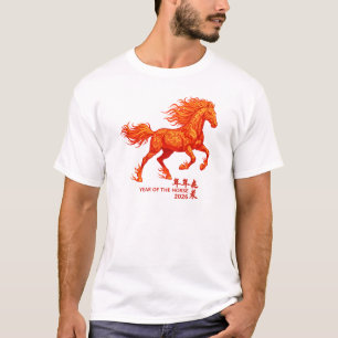 Fiery Red Horse 2026 Chinese Zodiac Art T-Shirt