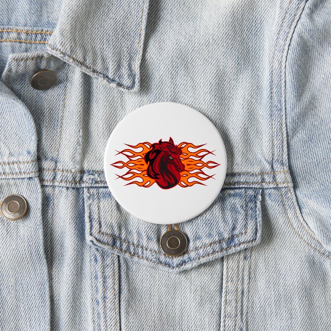 Fiery Red Horse Head with Flames 7.5 Cm Round Badge (Creator Uploaded)