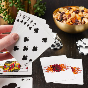 Fiery Red Horse Head with Flames Playing Cards
