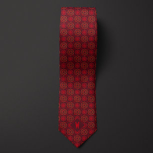 Fiery Red Mandala Monogram Tie