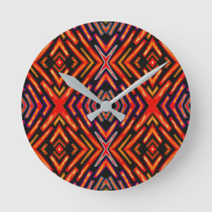 Fiery Red Orange Black  Round Clock
