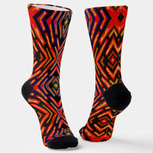 Fiery Red Orange Black Socks