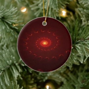 Fiery Red Sparkle Swirl Gradient Ceramic Ornament