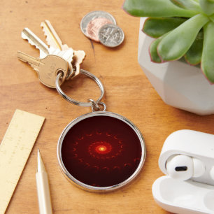 Fiery Red Sparkle Swirl Gradient Key Ring