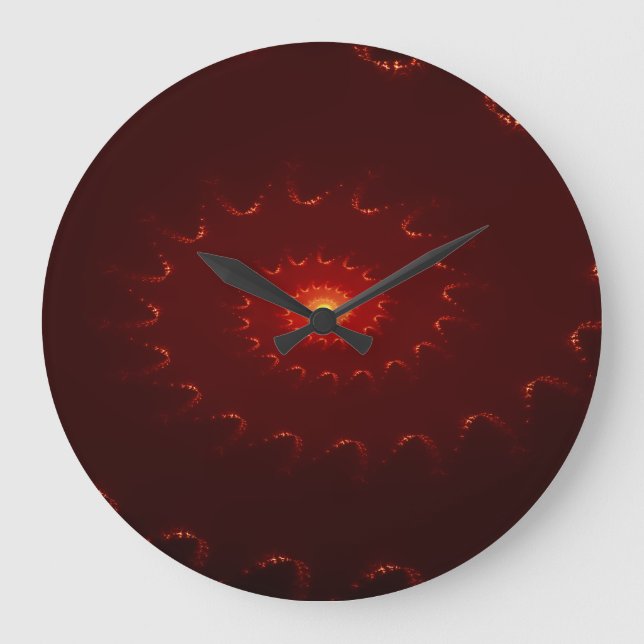 Fiery Red Sparkle Swirl Gradient No Numbers Large Clock (Front)