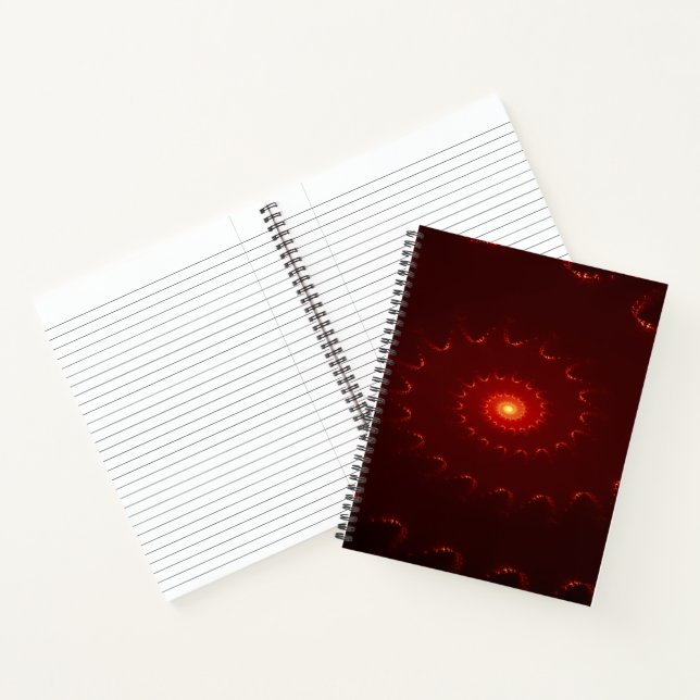 Fiery Red Sparkle Swirl Gradient Notebook (Inside)