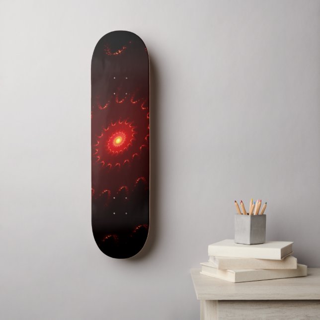 Fiery Red Sparkle Swirl Gradient Skateboard (Wall Art)