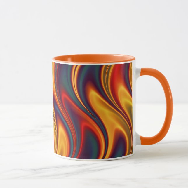 Fiery red yellow blue waves mug (Right)