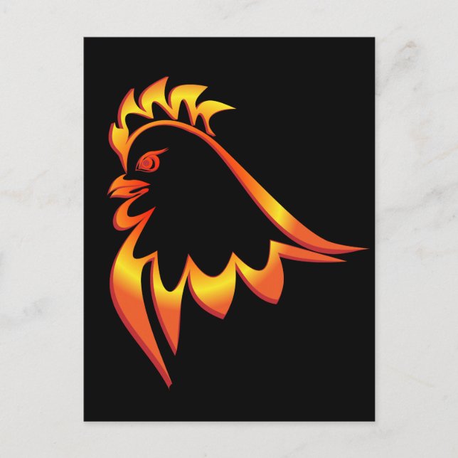 Fiery Rooster Postcard (Front)