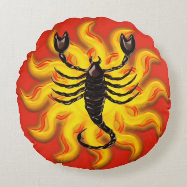 Fiery Scorpio Round Cushion (Front)