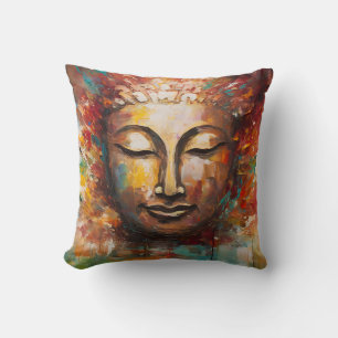 Fiery Serenity – Buddha Expressionist Art Cushion