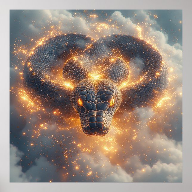 🔥 Fiery Serpent Abstract Art For Bold Wall Decor  (Front)