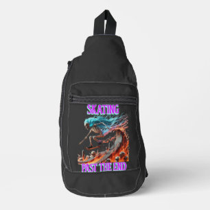 Fiery Skating Skeleton A Death-Defying Ride Sling Bag