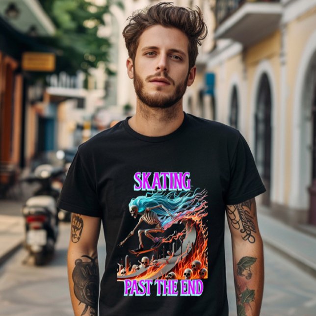 Fiery Skating Skeleton A Death-Defying Ride T-Shirt (Creator Uploaded)