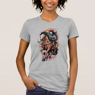 Fiery Skeleton Rider on a Galloping Horse T-Shirt