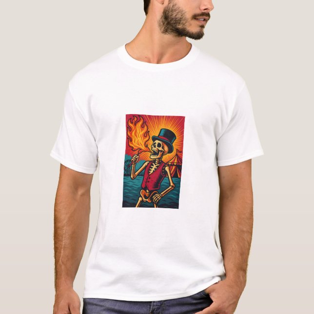 Fiery Skeleton Showman T-Shirt (Front)