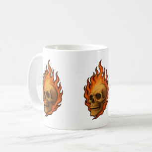 Fiery Skull Bold Halloween Energy Coffee Mug