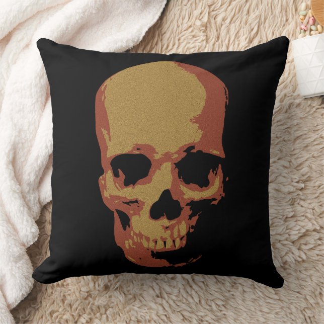Fiery Skull: Dark Gothic Art Cushion (Blanket)