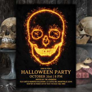 Fiery Skull Halloween Party Invitation