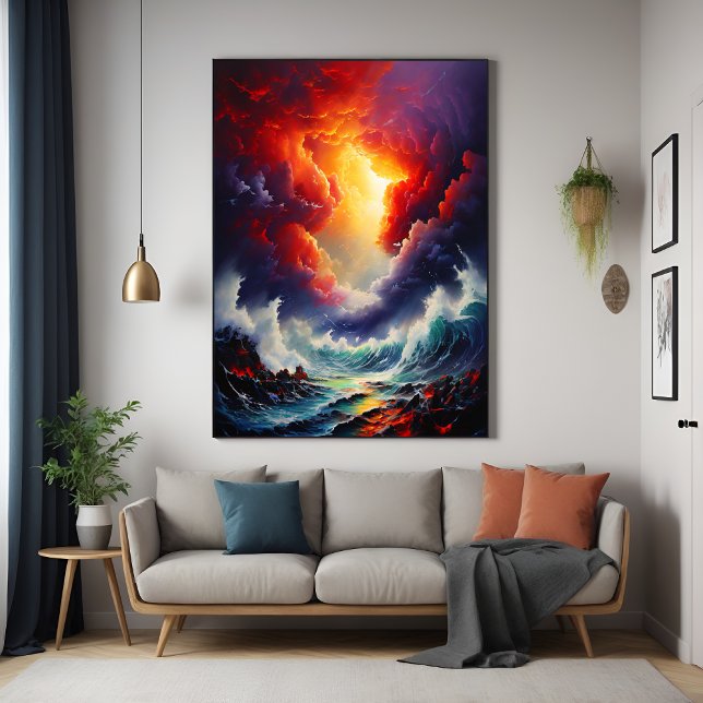 Fiery Sky and Roaring Sea – Dynamic Seascape Art Poster (Creator Uploaded)
