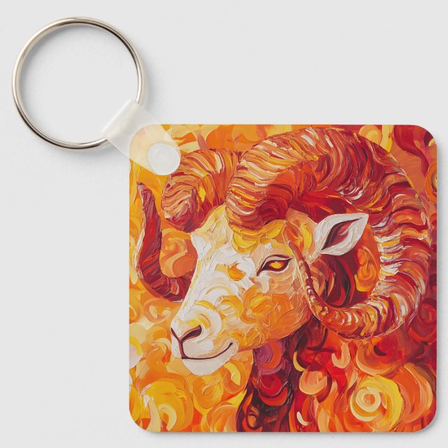 Fiery Solar Capricorn Spirit Key Ring (Front)
