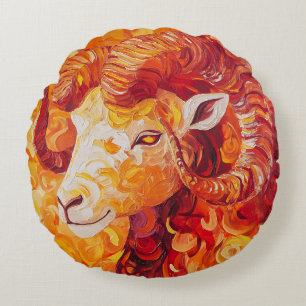 Fiery Solar Capricorn Spirit Round Cushion