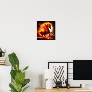 Fiery Spirit Horse Under the Moonlight Poster